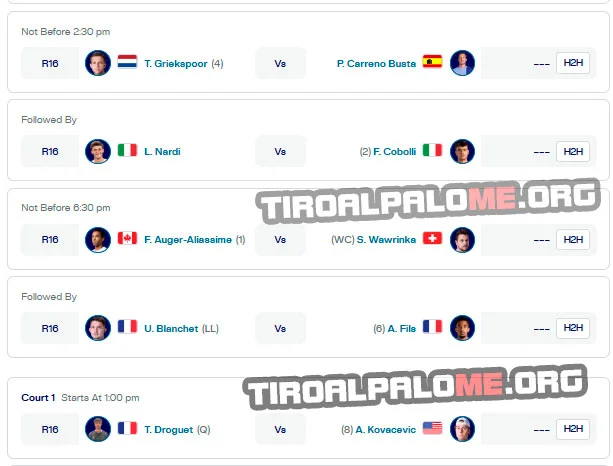 atp montpellier miercoles4 febrero 2026 partidos tiroalpalo