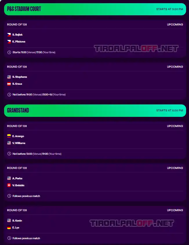 wta cincinnati viernes14 agosto 2026 tiroalpalo